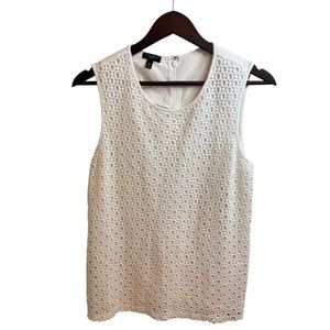 Talbots White Embellished Boxy Tank Top